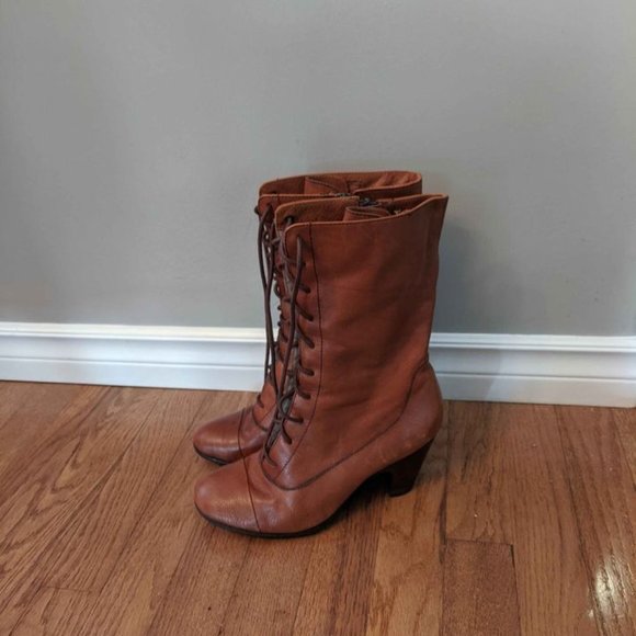 Born Crown Brown Leather Lace Up Boots - Picture 3 of 8